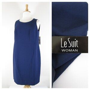 Le Suit Plus Size Navy Blue Sleeveless Sheath Dress 16W Formal Business Career